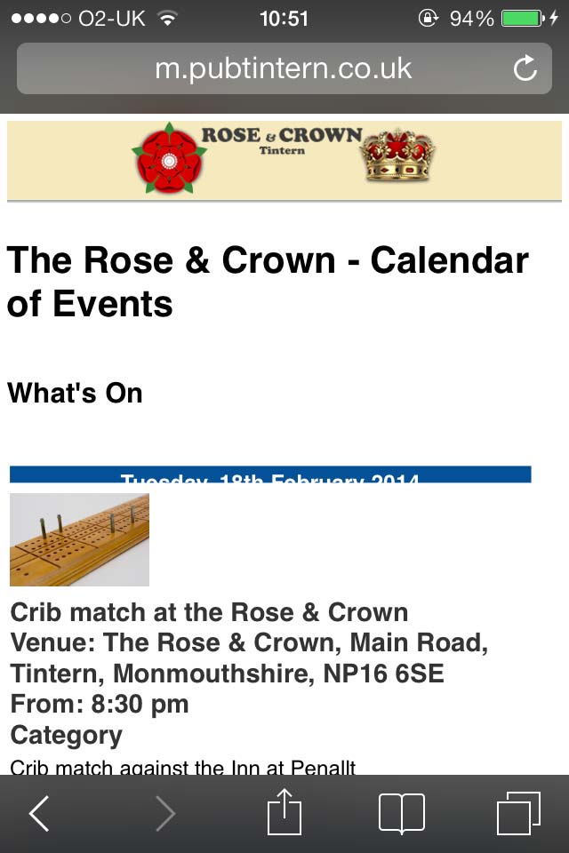 image of The new Rose & Crown mobile website