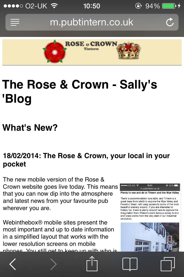 image of The new Rose & Crown mobile website